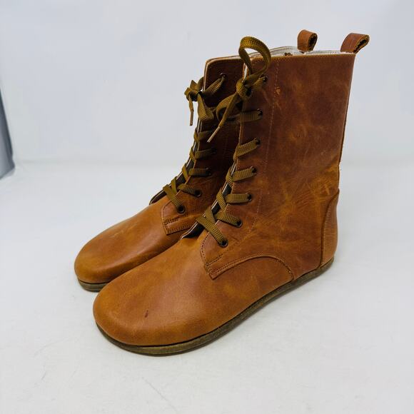 EF Handcrafted Brown Leather Lace-Up Boots Women’s Size 40 - Picture 1 of 13